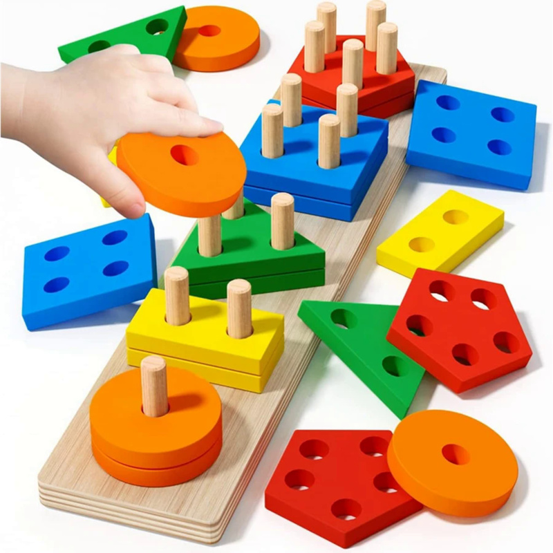 Woodworking For Kids - Montessori Wooden Toys Color Shape Matching